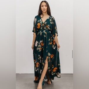 Brand New Plus Size Baltic Born Kia Kimono Maxi Dress in Deep Topaz Floral